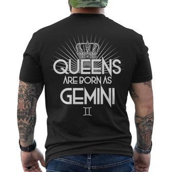 Queens Are Born As Gemini Men's T-shirt Back Print - Thegiftio UK