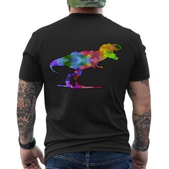 Rainbow Colorful Trex Dinosaur Tshirt Men's Crewneck Short Sleeve Back Print T-shirt - Monsterry