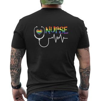 Rainbow Flag Funny Nurse Lgbt Lgbtq Gay Pride Ally Men's Crewneck Short Sleeve Back Print T-shirt - Monsterry AU