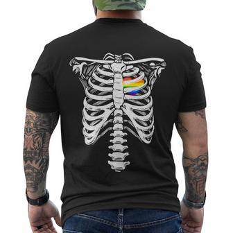 Rainbow Heart Skeleton Rib Cage Love Gay Lesbian Skeleton Men's T-shirt Back Print - Thegiftio UK