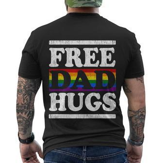 Rainbow Proud Lgbt Fathers Day Free Dad Hugs Gift Men's Crewneck Short Sleeve Back Print T-shirt - Monsterry