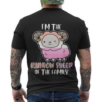 Rainbow Sheep Of The Lesbian Family Bi Lgbt Pride Lesbian Cute Gift Men's Crewneck Short Sleeve Back Print T-shirt - Monsterry
