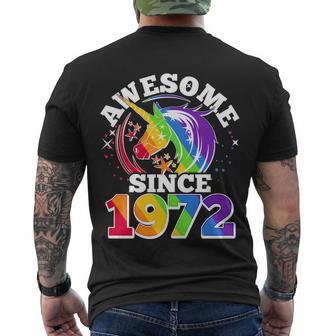 Rainbow Unicorn Awesome Since 1972 50Th Birthday Men's Crewneck Short Sleeve Back Print T-shirt - Monsterry AU