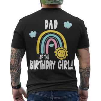 Rainbows & Sunshine Party Dad Of The Birthday Girl Men's T-shirt Back Print - Seseable