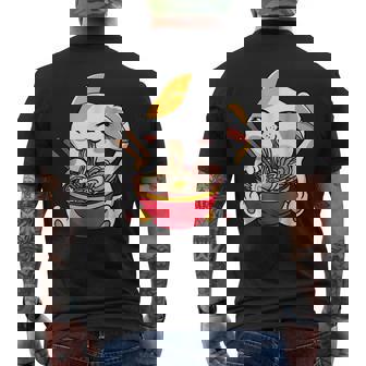 Ramen Cat Anime Kawaii Japanese Food Men's T-shirt Back Print - Thegiftio