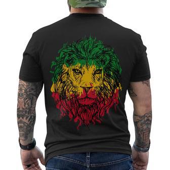 Rasta Theme With Lion Head Tshirt Men's Crewneck Short Sleeve Back Print T-shirt - Monsterry AU