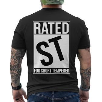 Rated St For Short Tempered Meme Men's T-shirt Back Print - Thegiftio UK