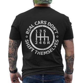 Real Cars Dont Shift Themselves Manual Shift Premium Men's T-shirt Back Print - Thegiftio UK