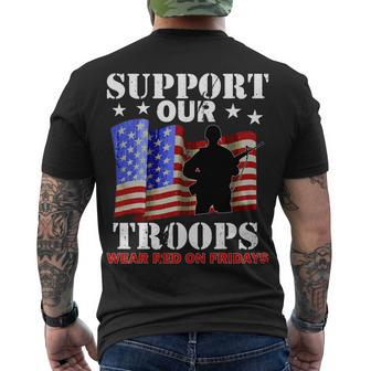 Red Friday Support Our Troops Men's Crewneck Short Sleeve Back Print T-shirt - Monsterry
