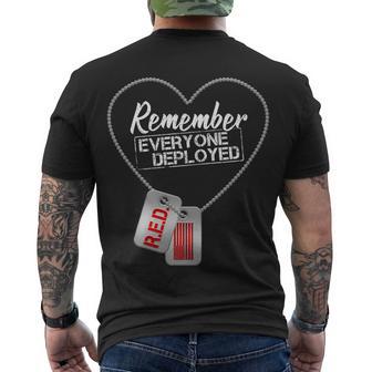 Red Remember Everyone Deployed Dog Tags Tshirt Men's Crewneck Short Sleeve Back Print T-shirt - Monsterry UK