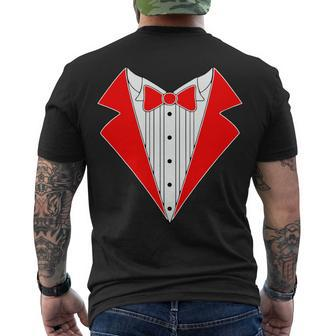 Red Tuxedo Wedding Tux Tshirt Men's Crewneck Short Sleeve Back Print T-shirt - Monsterry UK
