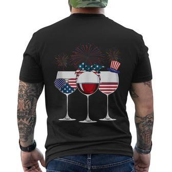 Red White And Blue Wine Glass 4Th Of July Men's Crewneck Short Sleeve Back Print T-shirt - Monsterry CA