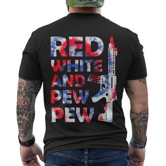 Red White And Pew 4Th Of July Patriotic Gun American Flag Men's Crewneck Short Sleeve Back Print T-shirt - Monsterry