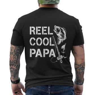 Reel Cool Papa Fishing Dad Fathers Day Fisherman Fish Men's Crewneck Short Sleeve Back Print T-shirt - Monsterry
