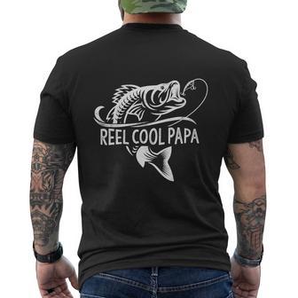 Reel Cool Papa Fishing Dad Funny Fisherman Men's Crewneck Short Sleeve Back Print T-shirt - Monsterry CA