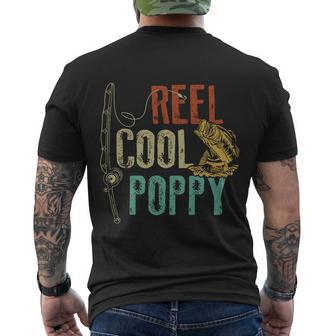 Reel Cool Poppy Fishing Grandpa Gift Fathers Day Fisherman Men's Crewneck Short Sleeve Back Print T-shirt - Monsterry DE