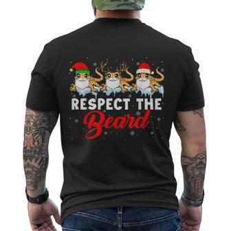 Respect The Beard Christmas Light Santa Bearded Dragon Beard Men's T-shirt Back Print - Thegiftio UK