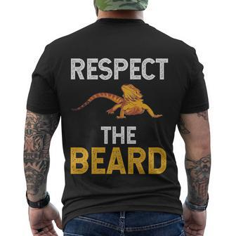 Respect The Beard Funny Bearded Dragon Reptile Lizard Lover Gift Men's Crewneck Short Sleeve Back Print T-shirt - Monsterry CA