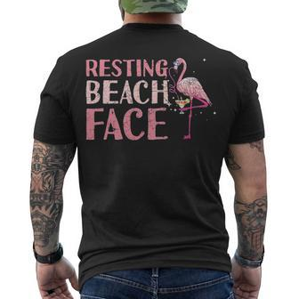 Resting Beach Face Flamingo Men's T-shirt Back Print - Thegiftio UK