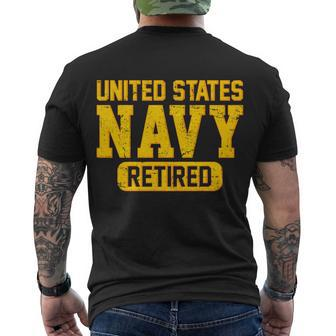 Retired United States Navy Men's Crewneck Short Sleeve Back Print T-shirt - Monsterry AU