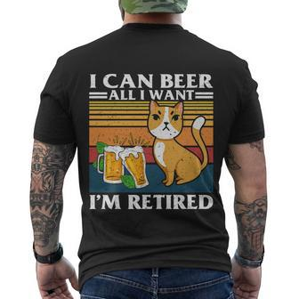 Retirement Quote Cat Lover Beer Lover Beer Mug Retro Cat Men's T-shirt Back Print - Thegiftio UK