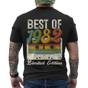 Retro Best Of 1982 Cassette Tape 40Th Birthday Decorations Men's Crewneck Short Sleeve Back Print T-shirt - Monsterry