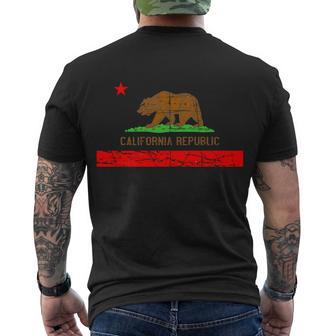 Retro California Republic Flag Tshirt Men's Crewneck Short Sleeve Back Print T-shirt - Monsterry UK