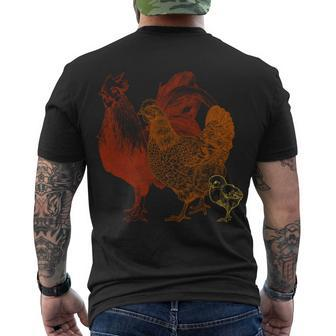 Retro Chickens Tshirt Men's Crewneck Short Sleeve Back Print T-shirt - Monsterry CA