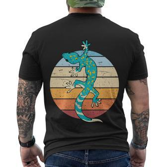 Retro Gecko Lover Reptile Animal Lizard Gecko Meaningful Gift Men's Crewneck Short Sleeve Back Print T-shirt - Monsterry