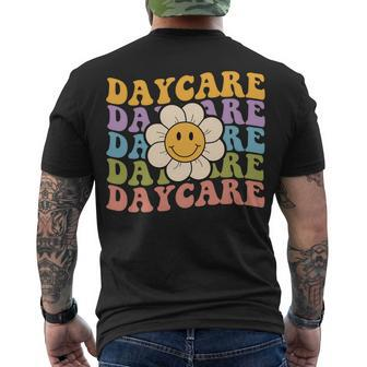 Retro Groovy Daycare Teacher Back To School Men's T-shirt Back Print - Seseable