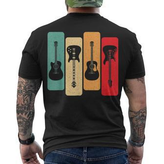 Retro Guitars Guitarist Acoustic Electric Guitar Rock Music V2 Men's T-shirt Back Print - Seseable