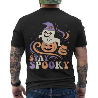 Retro Halloween Stay Spooky Boo Pumpkin Halloween Day Men's T-shirt Back Print - Thegiftio UK