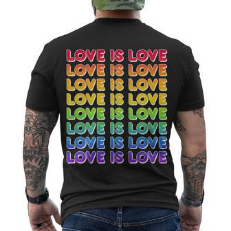 Retro Love Is Love Lgbt Rainbow Men's Crewneck Short Sleeve Back Print T-shirt - Monsterry