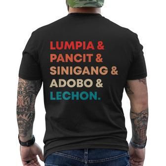 Retro Lumpia Pancit Sinigang Adobo Lechon Filipino Filipina Men's T-shirt Back Print - Thegiftio UK