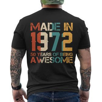 Retro Made In 1972 50 Years Of Being Awesome Birthday Men's Crewneck Short Sleeve Back Print T-shirt - Monsterry