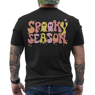 Retro Spooky Season Boo Ghost Spooky Vibes Halloween Women Men's T-shirt Back Print - Seseable