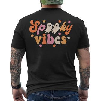 Retro Spooky Vibes Ghost Boo Spooky Season Halloween Men's T-shirt Back Print - Seseable