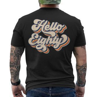 Retro Vintage Hello Eighty Est 1942 80Th Birthday Men's T-shirt Back Print - Thegiftio