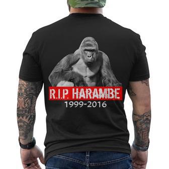 Rip Harambe Gorilla Cincinnati Zoo Men's Crewneck Short Sleeve Back Print T-shirt - Monsterry UK