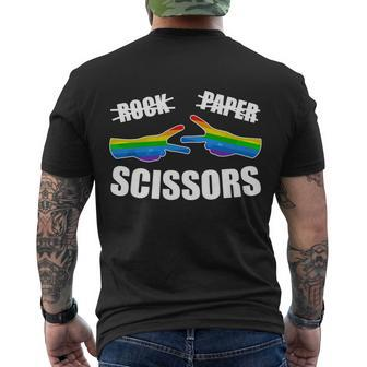 Rock Paper Scissors Lesbian Pride Rainbow Lgbt Men's Crewneck Short Sleeve Back Print T-shirt - Monsterry DE