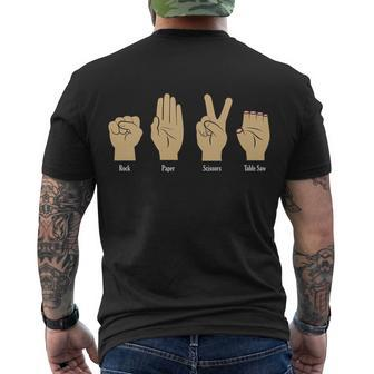 Rock Paper Scissors Table Saw Tshirt Men's Crewneck Short Sleeve Back Print T-shirt - Monsterry CA