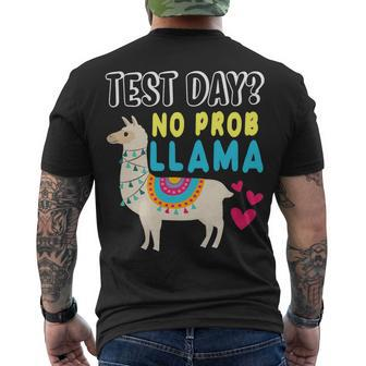 Rock The Test Day Llama Teacher Exam Testing Teaching Men's T-shirt Back Print - Seseable