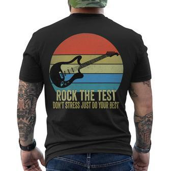 Rock The Test Dont Stress Test Day Testing Day Teacher Men's T-shirt Back Print - Seseable