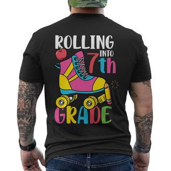 Rolling Into 7Th Grade First Day Of School Back To School Men's Crewneck Short Sleeve Back Print T-shirt - Monsterry