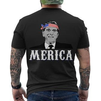 Ronald Reagan Merica Tshirt Men's Crewneck Short Sleeve Back Print T-shirt - Monsterry