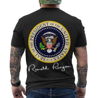 Ronald Reagan Presidential Seal Signature Men's Crewneck Short Sleeve Back Print T-shirt - Monsterry