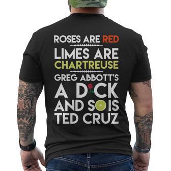 Roses Are Red Limes Are Chartreuse Greg Abbotts A Dick Tshirt Men's Crewneck Short Sleeve Back Print T-shirt - Monsterry UK