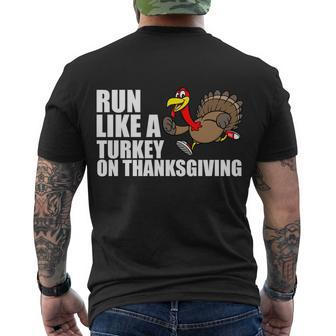 Run Like A Turkey On Thanksgiving Tshirt Men's Crewneck Short Sleeve Back Print T-shirt - Monsterry