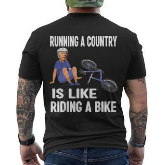 Running A Country Is Like Riding A Bike Funny Biden Meme Men's Crewneck Short Sleeve Back Print T-shirt - Monsterry