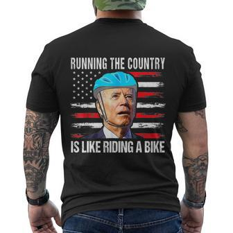 Running The Country Is Like Riding A Bike Biden Men's Crewneck Short Sleeve Back Print T-shirt - Monsterry DE